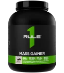 Rule 1 Mass Gainer - Fórmula de aumento de peso alta en calorías con más de 1,220 calorías, mezcla de carbohidratos complejos de 250g+, 40g de proteína de suero total por porción (8 porciones, Cookies